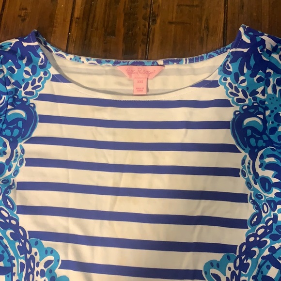 Lilly Pulitzer Nila Blue & White 3/4 Sleeve Dress - Size XXS - Picture 4 of 7
